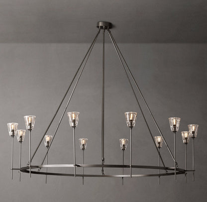 Solara Double Halo Brass Chandelier