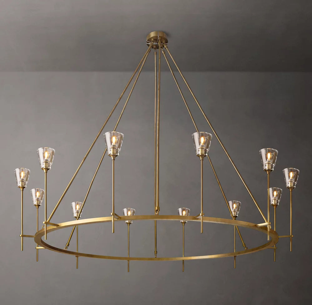 Solara Double Halo Brass Chandelier