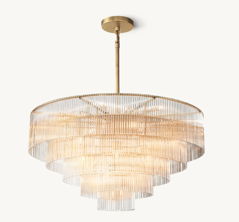Valerio Carved Glass Rod Chandelier