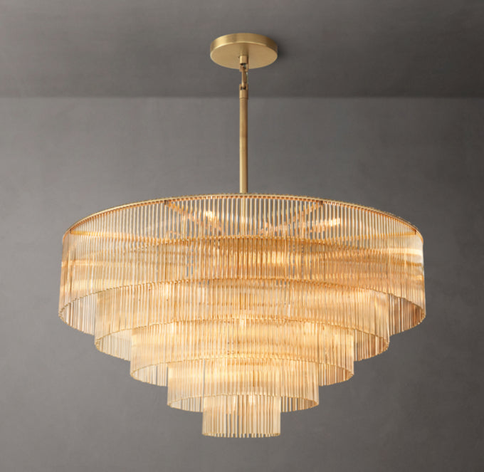 Valerio Carved Glass Rod Chandelier