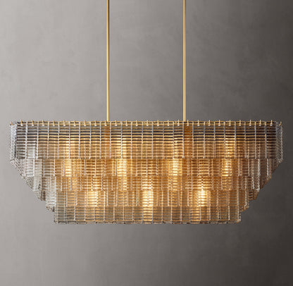 Vespera Textured Glass Linear Chandelier