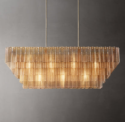 Vespera Textured Glass Linear Chandelier