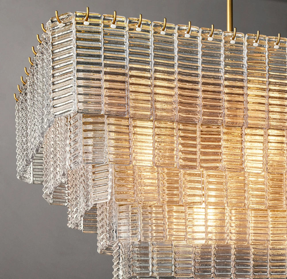 Vespera Textured Glass Linear Chandelier