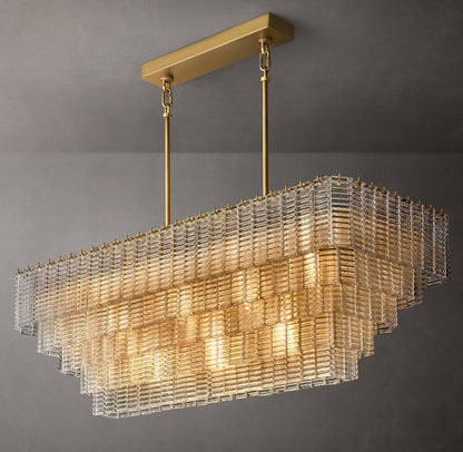 Vespera Textured Glass Linear Chandelier