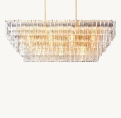 Vespera Textured Glass Linear Chandelier