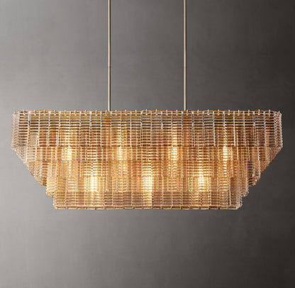Vespera Textured Glass Linear Chandelier