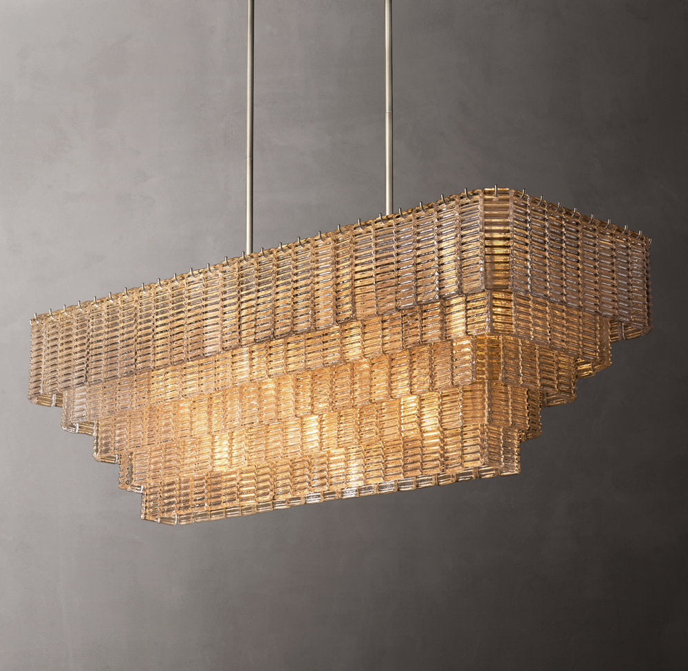 Vespera Textured Glass Linear Chandelier