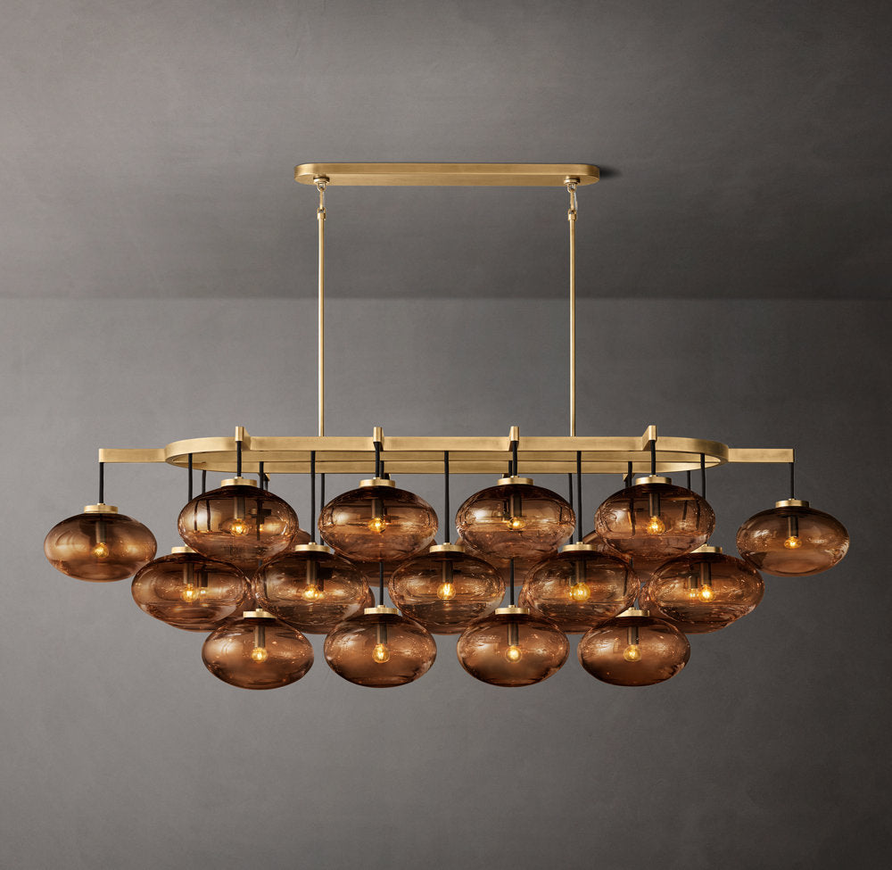 Virelai Amber Glass Globe Linear Chandelier