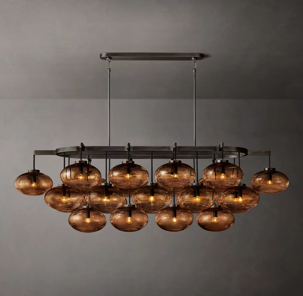Virelai Amber Glass Globe Linear Chandelier