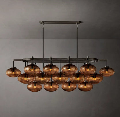 Virelai Amber Glass Globe Linear Chandelier