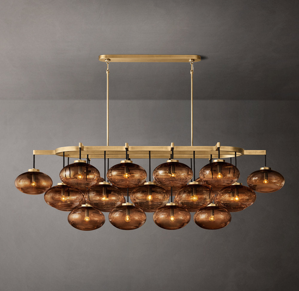 Virelai Amber Glass Globe Linear Chandelier