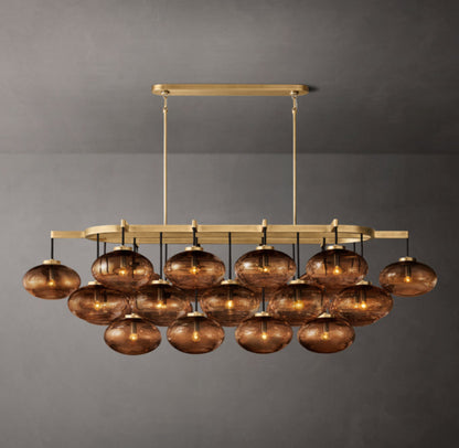 Virelai Amber Glass Globe Linear Chandelier