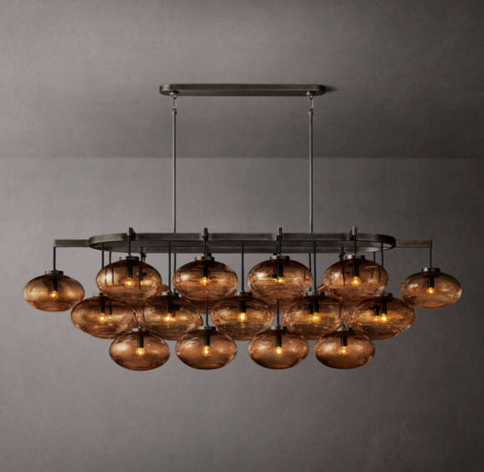 Virelai Amber Glass Globe Linear Chandelier