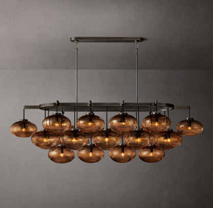 Virelai Amber Glass Globe Linear Chandelier